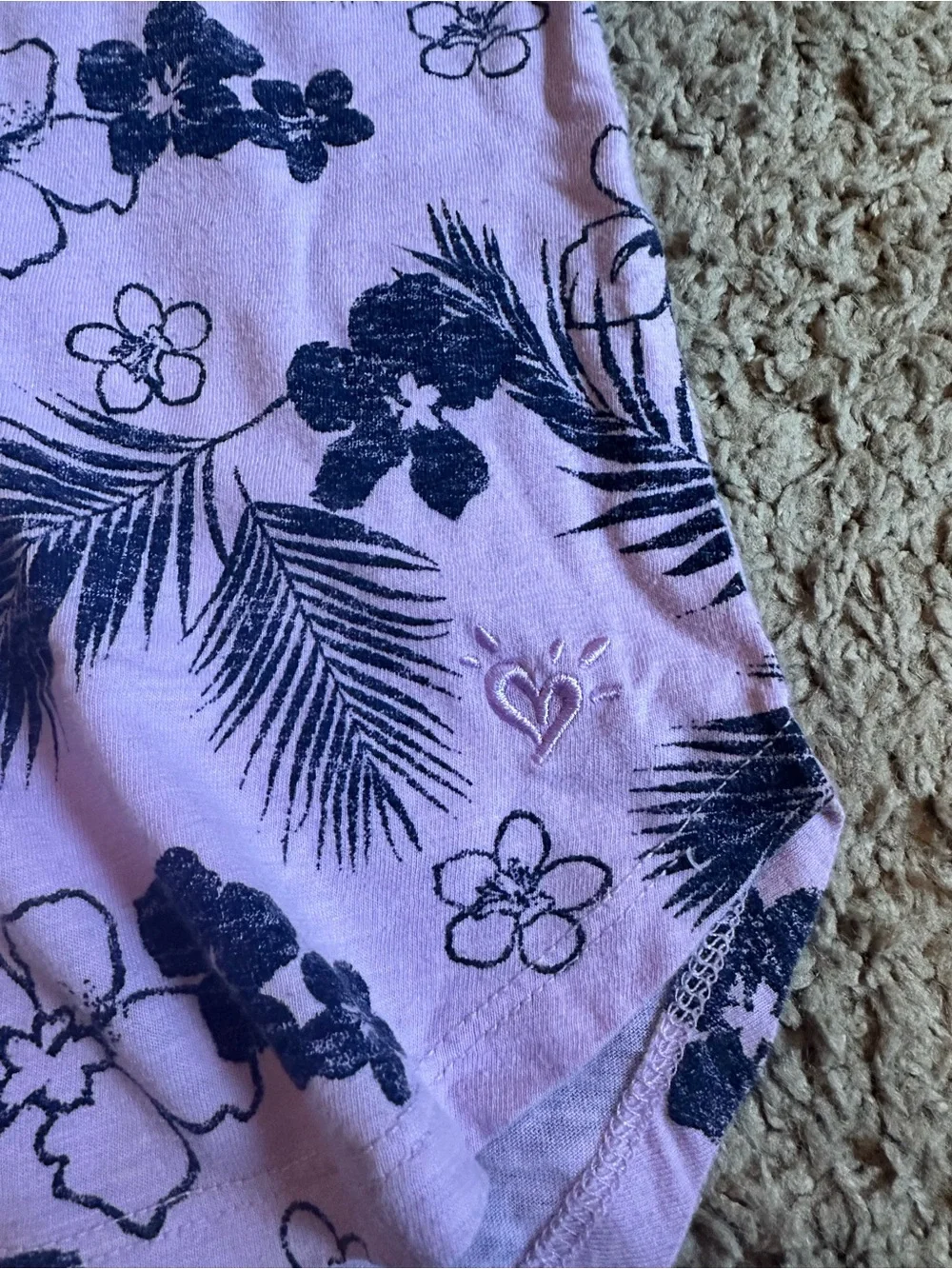 Justice Light Purple  Tank Top with Navy Floral Print Girls Size Large